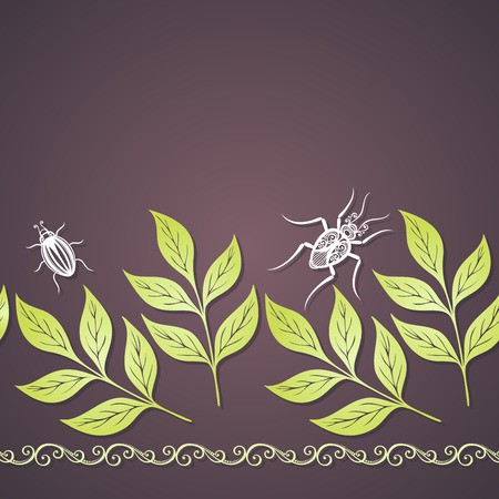 Vector Colored Floral Background  Hand Drawn Texture with Leavesのイラスト素材