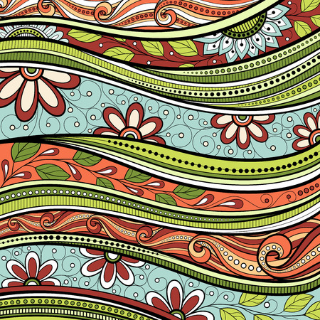 Vector Colored Floral Background. Hand Drawn Texture with Flowersのイラスト素材