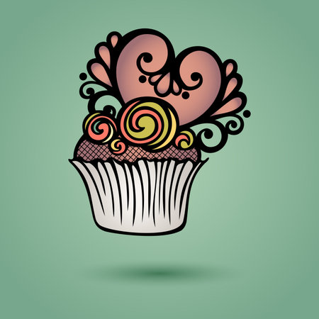 Vector Decorative Ornate Cake. Patterned designのイラスト素材