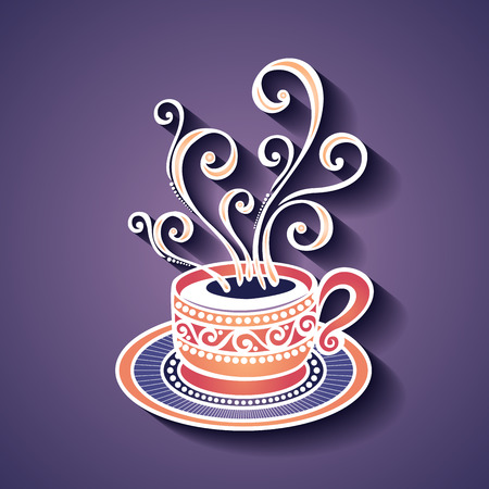 Vector Decorative Cup of Coffee with Steamのイラスト素材