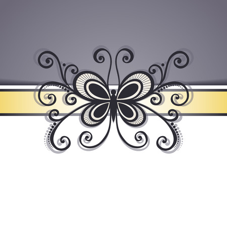 Vector Colored Floral Background. Hand Drawn Texture with Butterflyのイラスト素材