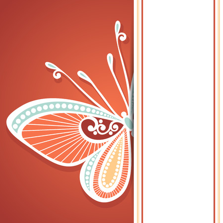 Vector Colored Floral Background. Hand Drawn Texture with Butterflyのイラスト素材