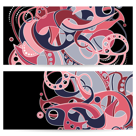Vector Set of Banners with Abstract Element. Place for textのイラスト素材