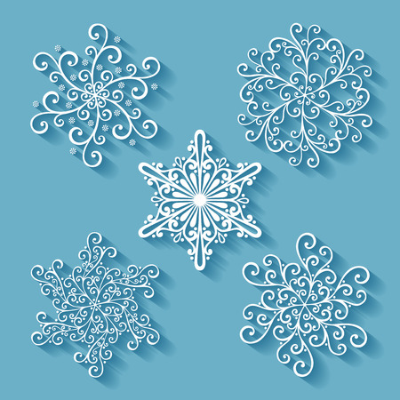 Vector Set of Beautiful Deco Small Snowflakesのイラスト素材
