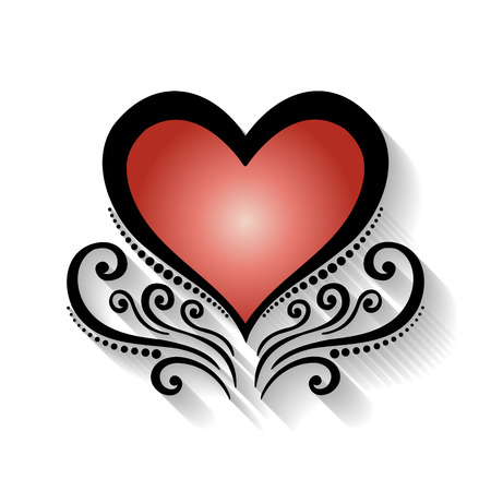 Vector Deco Floral Heart. Design elementのイラスト素材