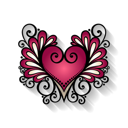 Vector Deco Floral Heart. Design elementのイラスト素材
