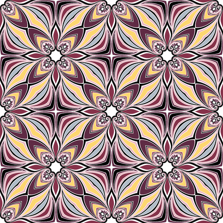 Seamless Abstract Kaleidoscope Pattern (Vector). Hand Drawn Textureのイラスト素材
