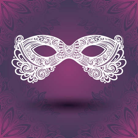 Beautiful Masquerade Mask (Vector) on Ornate Backgroundのイラスト素材