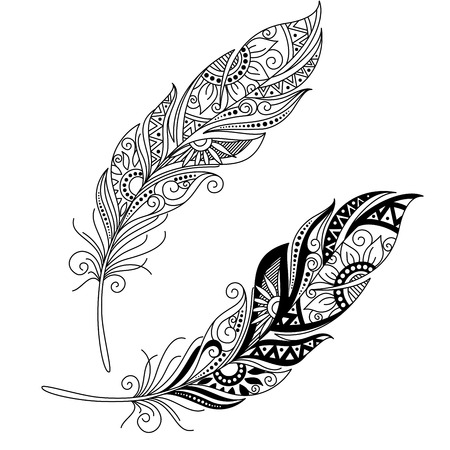 Vector Peerless Decorative Feather, Tribal design, Tattooのイラスト素材