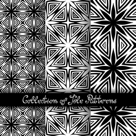 Set of 3 Seamless Vintage Patterns のイラスト素材