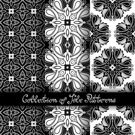Set of 3 Seamless Vintage Patterns のイラスト素材