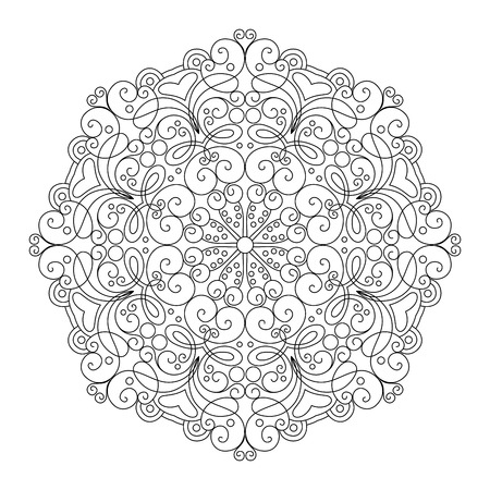 Vector Beautiful Deco Black Mandala, Patterned Design Element, Ethnic Amuletのイラスト素材