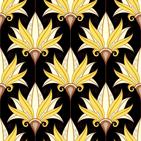 Vector Seamless Floral Pattern. Hand Drawn Floral Texture, Decorative Flowers, Coloring Bookのイラスト素材