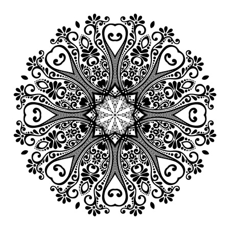 Vector Beautiful Deco Black Mandala, Patterned Design Element, Ethnic Amuletのイラスト素材