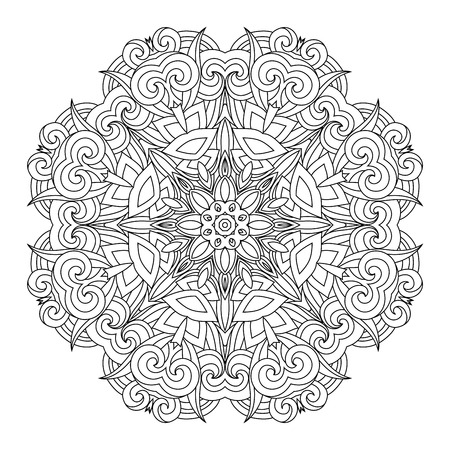 Vector Beautiful Deco Black Mandala, Patterned Design Element, Ethnic Amuletのイラスト素材