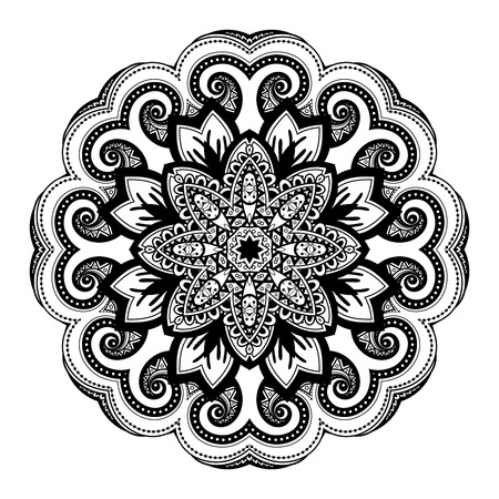 Vector Beautiful Deco Black Mandala, Patterned Design Element, Ethnic Amuletのイラスト素材