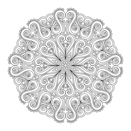 Vector Beautiful Deco Black Mandala, Patterned Design Element, Ethnic Amuletのイラスト素材