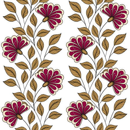 Vector Seamless Floral Pattern. Hand Drawn Floral Texture, Decorative Flowers, Coloring Bookのイラスト素材