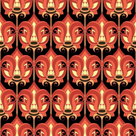 Vector Seamless Floral Pattern. Hand Drawn Floral Texture, Decorative Flowers, Coloring Bookのイラスト素材