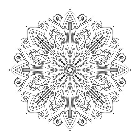 Vector Beautiful Deco Black Mandala, Patterned Design Element, Ethnic Amuletのイラスト素材