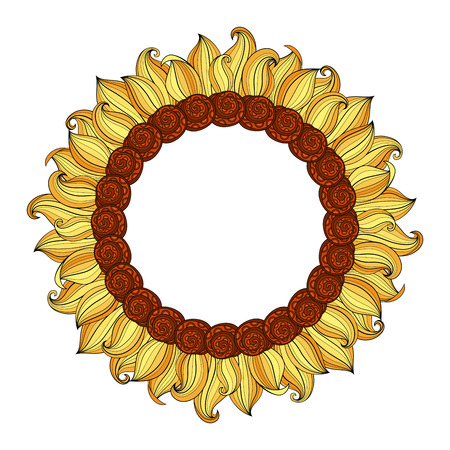 Vector Colored Floral Background. Hand Drawn Ornament with Floral Wreath. Template for Greeting Cardのイラスト素材