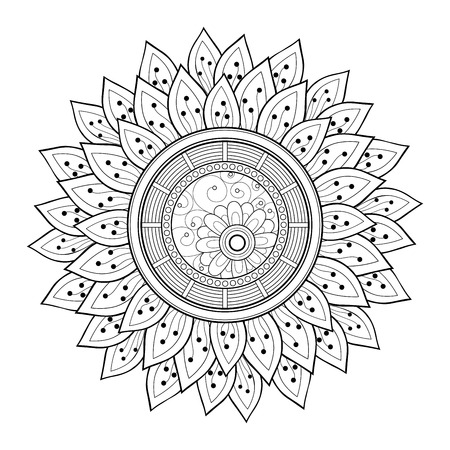 Monochrome Contour Flowerのイラスト素材