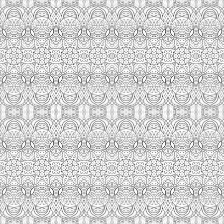 Vector Seamless Abstract Black and White Tribal Pattern. Hand Drawn Ethnic Texture, Flight of Imaginationのイラスト素材