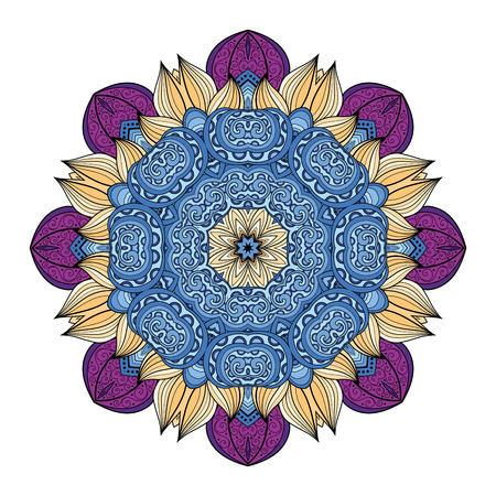 Vector Beautiful Deco Colored contour Mandala, Patterned Design Element, Ethnic Amuletのイラスト素材
