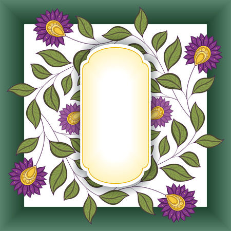 Colored Floral Background. Ornament with Flowers. Template for Greeting Cardのイラスト素材