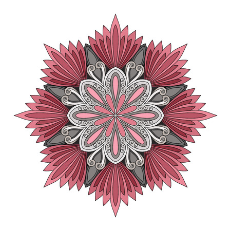 Vector Beautiful Deco Colored contour Mandala, Patterned Design Element, Ethnic Amuletのイラスト素材