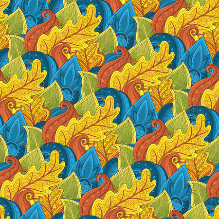 Vector Seamless Floral Pattern. Hand Drawn Texture with Flowers, Paisley Garden Styleのイラスト素材