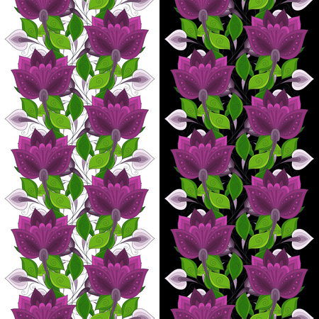 Vector Seamless Floral Pattern. Hand Drawn Texture with Flowers, Paisley Garden Styleのイラスト素材