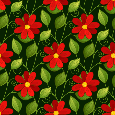 Vector Seamless Floral Pattern. Hand Drawn Texture with Flowers, Paisley Garden Styleのイラスト素材