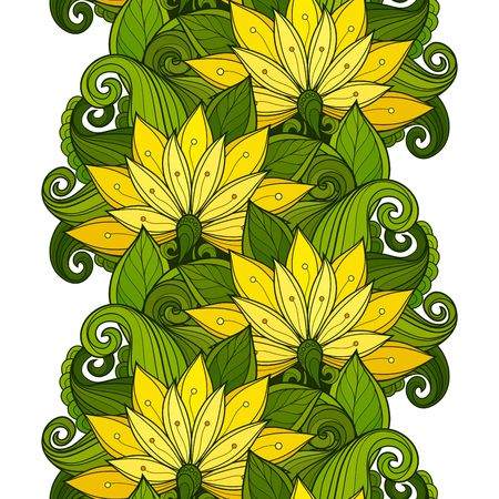 Vector Seamless Floral Pattern. Hand Drawn Texture with Flowers, Paisley Garden Style. Floral Lace for Your Designのイラスト素材