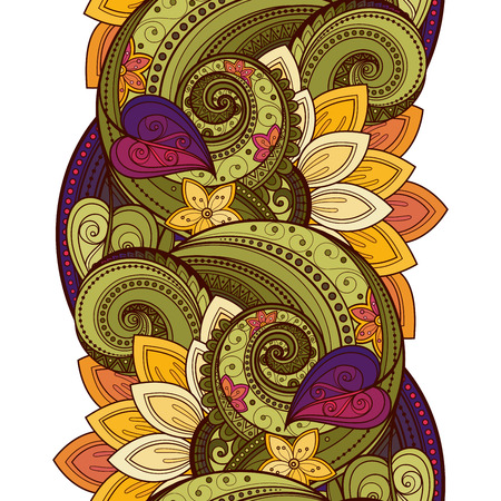 Vector Seamless Floral Pattern. Hand Drawn Texture with Flowers, Paisley Garden Style. Floral Lace for Your Designのイラスト素材