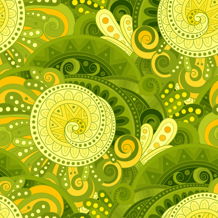 Vector Seamless Floral Pattern. Hand Drawn Texture with Flowers, Paisley Garden Styleのイラスト素材