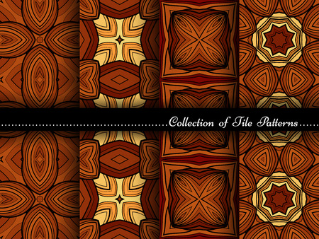 Vector Collection of Seamless Vintage Patterns. Hand Drawn Tile Textures, Ethnic Ornaments, Abstract Seamless Texturesのイラスト素材