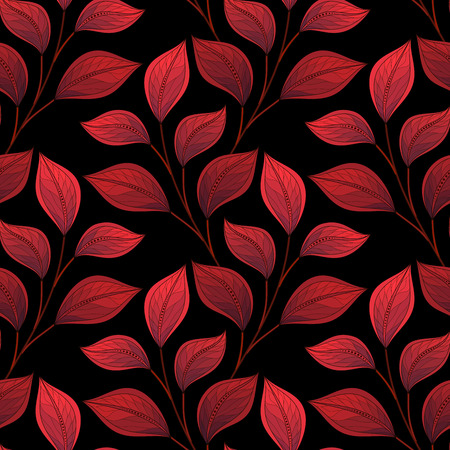 Vector Seamless Floral Pattern. Hand Drawn Texture with Leaves, Paisley Garden Styleのイラスト素材