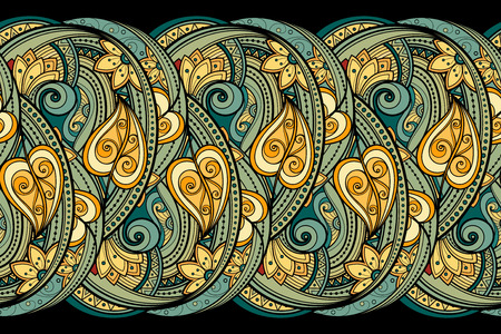 Vector Seamless Floral Pattern. Hand Drawn Texture with Flowers, Paisley Garden Style. Floral Lace for Your Designのイラスト素材