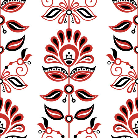Seamless Pattern with Flower Inspired by Ukrainian Traditional Embroidery. Ethnic Floral Motif,...