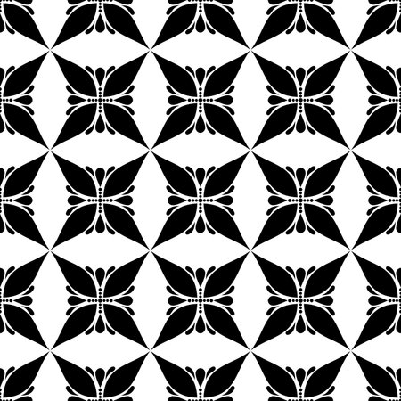 Vintage Seamless Pattern in Paisley Style. Decorative Composition with Natural Motifs. Abstract Ornate Art. Complex Ornament. Vector Contour Illustrationのイラスト素材