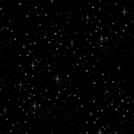 Endless Texture of Cosmic Universe with Cute Stars. Decorative Design for Prints, Fabrics, Wallpapers etc. Simple Sky with Constellations, Nebulas etc. Seamless Pattern. Vector illustrationのイラスト素材