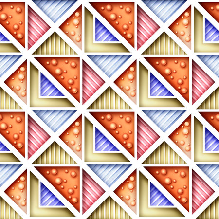 Seamless Colorful Geometric Pattern with Triangles. Endless Modern Mosaic Texture.  Fabric Textile, Wrapping Paper, Wallpaper. Vector 3d Illustration. Abstract Artのイラスト素材