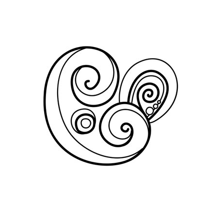 Beautiful Folkloric Indian Paisley Swirl, Nature Inspired Design Element. Ornate Abstract Pattern. Ethnic Motif, Floral Style. Vector Illustration. Coloring Book Pageのイラスト素材