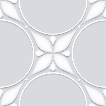 Vintage Seamless Pattern with Stucco Molding Inspired Design Elements. Decorative Composition with Natural Motifs. Abstract Ornate Art. Complex Ornament. Vector 3d Illustrationのイラスト素材