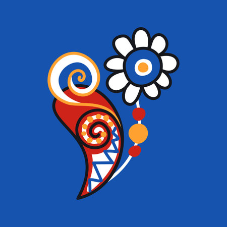 Beautiful Folkloric Flower, Nature Inspired Design Element. Ornate Abstract Pattern. Ethnic Motif,...