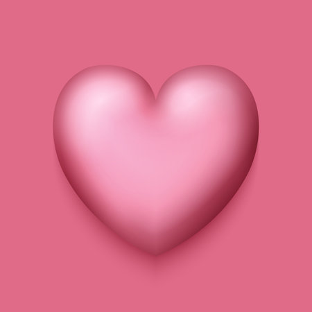 Colorful Cute Heart in Modern Plastic Style. Trendy Cartoon Object. Realistic Design Element. Modern Concept. Vector 3d Illustrationのイラスト素材