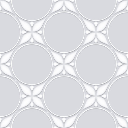 Vintage Seamless Pattern with Stucco Molding Inspired Design Elements. Decorative Composition with Natural Motifs. Abstract Ornate Art. Complex Ornament. Vector 3d Illustrationのイラスト素材