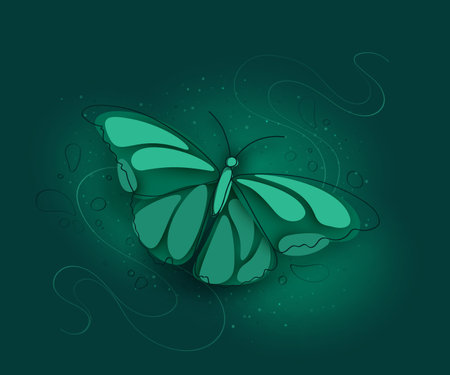 Delicate Dreamy Butterfly on Textured Background. Hand-Drawn Style Design Element. Natural Abstract Design.  Monochromatic Powdery Coloring. Vector 3d Illustrationのイラスト素材