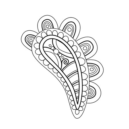 Beautiful Folkloric Indian Cucumber, Nature Inspired Design Element. Ornate Abstract Pattern. Ethnic Motif, Floral Style. Vector Illustration. Coloring Book Pageのイラスト素材